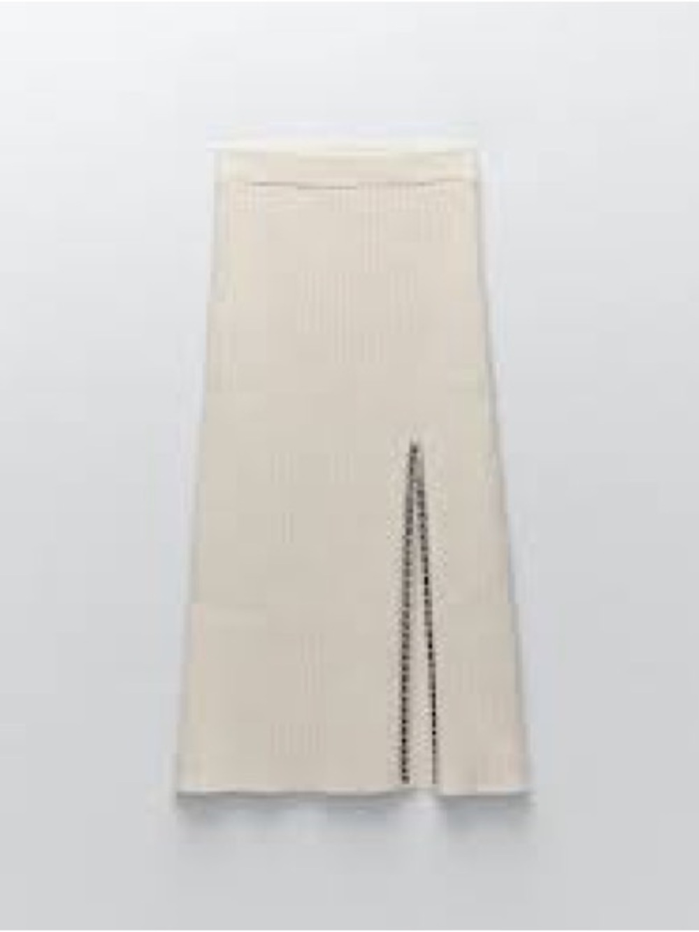 Zara Cream Ribbed Maxi Skirt with Decorative Trim - Picture 2 of 8